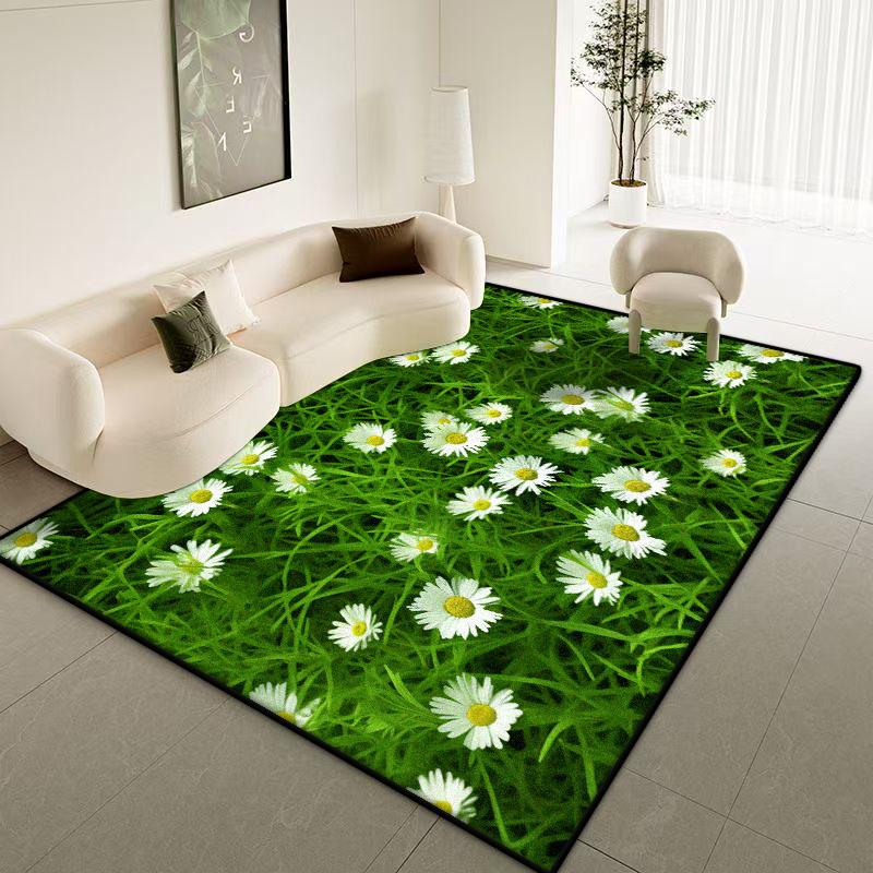 Modern Plant Pattern Large Rugs for Living Room Flower Design Room Decor Soft Bedroom Carpet Entrance Door Mat Machine Washable