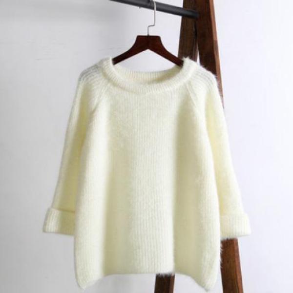 

Осенне-зимний свитер, однотонный, круглый вырез, пуловер, свободный, корейский вариант, вязаный свитер, женская верхняя одежда 3XL