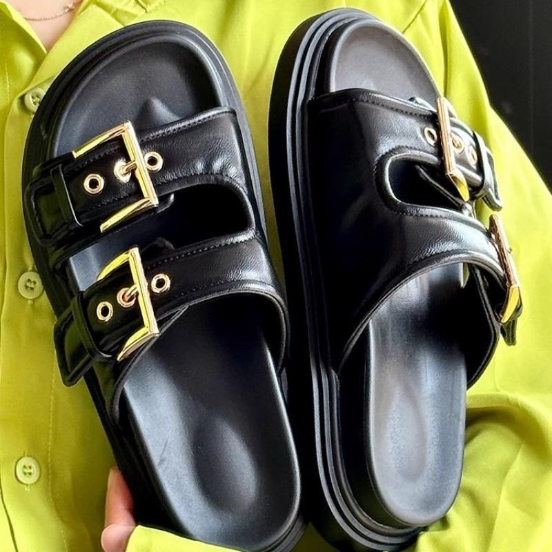 Version sports style slippers women's summer outer wear casual new versatile fashion belt buckle soft bottom one-word drag