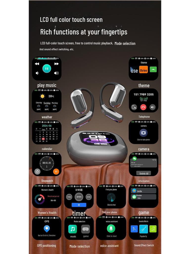 Fone de ouvido esportivo Bluetooth Q16Pro pendurado na orelha com codificação jato de tinta e design indolor