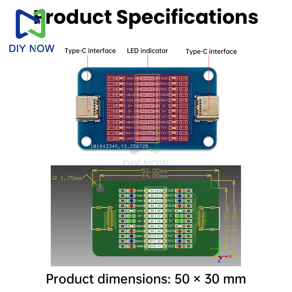 Portable Type-C Cable Tester module with 24-Pin Full Detection Dual Head LED Indicator for Type C Fast Charging Cable
