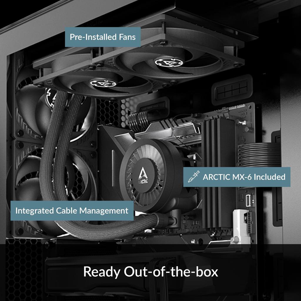 ARCTIC Flüssigkeits-CPU-Kühler Hoher statischer Druck P-Serie Lüfter enthalten 38 mm dicker Radiator Kompatibel mit LGA1700 "Liquid Freezer 280" AM4/AM5