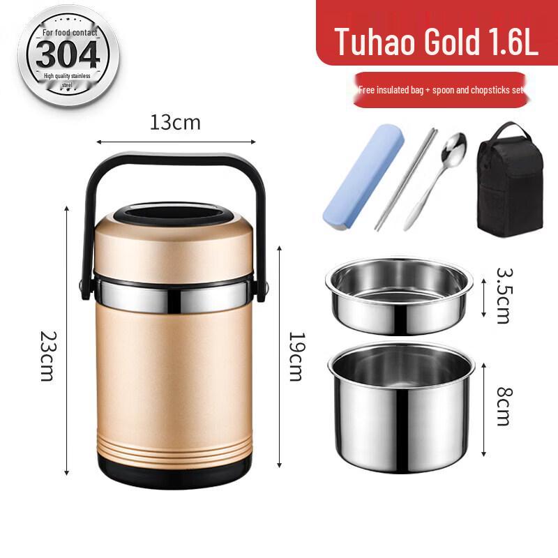 Qiwei 2L 304 Stainless Steel 2-Layer Insulated Food Container