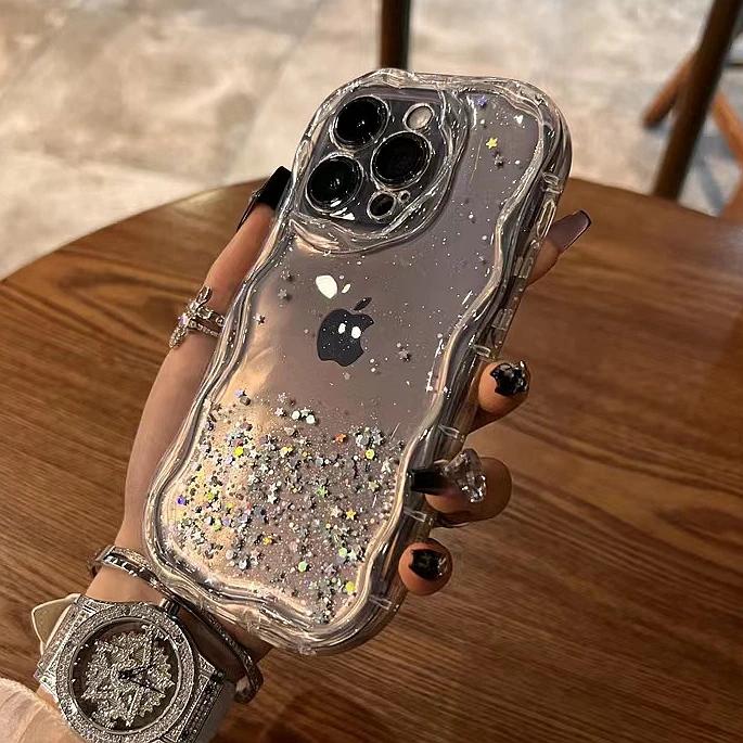 

Чехол для телефона с блестящими волнистыми линиями для iphone 11 12 13 14 15 Pro Max XS Max X XR 7 8 Plus SE Прозрачный бампер Чехол For iPhone SE2022