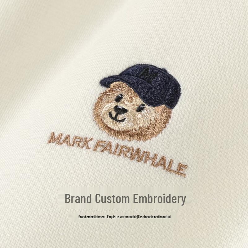 MARK FAIRWHALE Men's Bear Embroidered Polo Sweatshirt