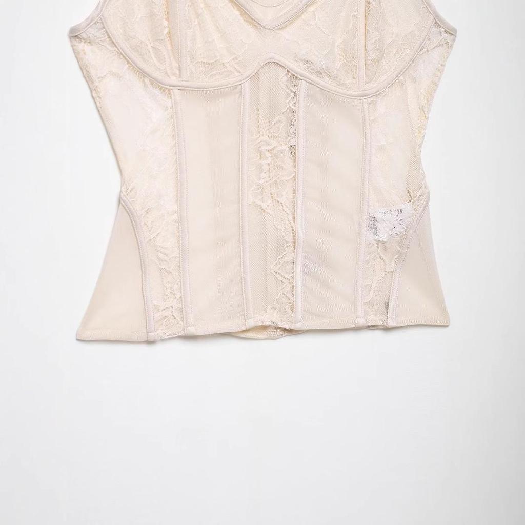 Haut Corset en Dentelle Européen et Américain pour Femmes Printemps 2025