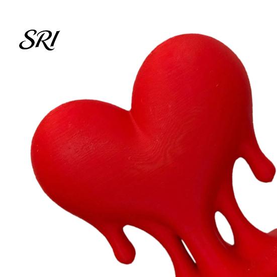 Modern Decoration Melting Heart Sculpture 3D Printed Dripping Figurine Romantic Decor Home for Room Desk Shelf Unique Love Gift