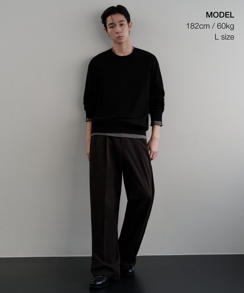 MUSINSA STANDARD Washable Supima Cotton Crew Neck Knit [Black]