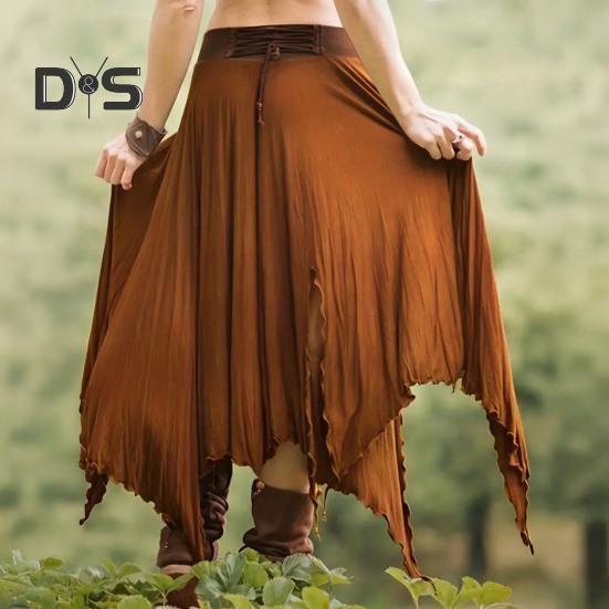 Women Skirt High Waist Solid Color Irregular Hem Long Skirt Side Slit Design Slimming Skirt Work Leisure Travel Wear