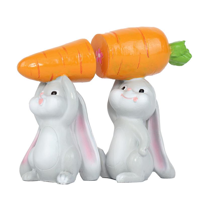 Easter Decorations - Creative and Adorable Little Rabbit Holding Carrot Set - Home Party Table Decoration