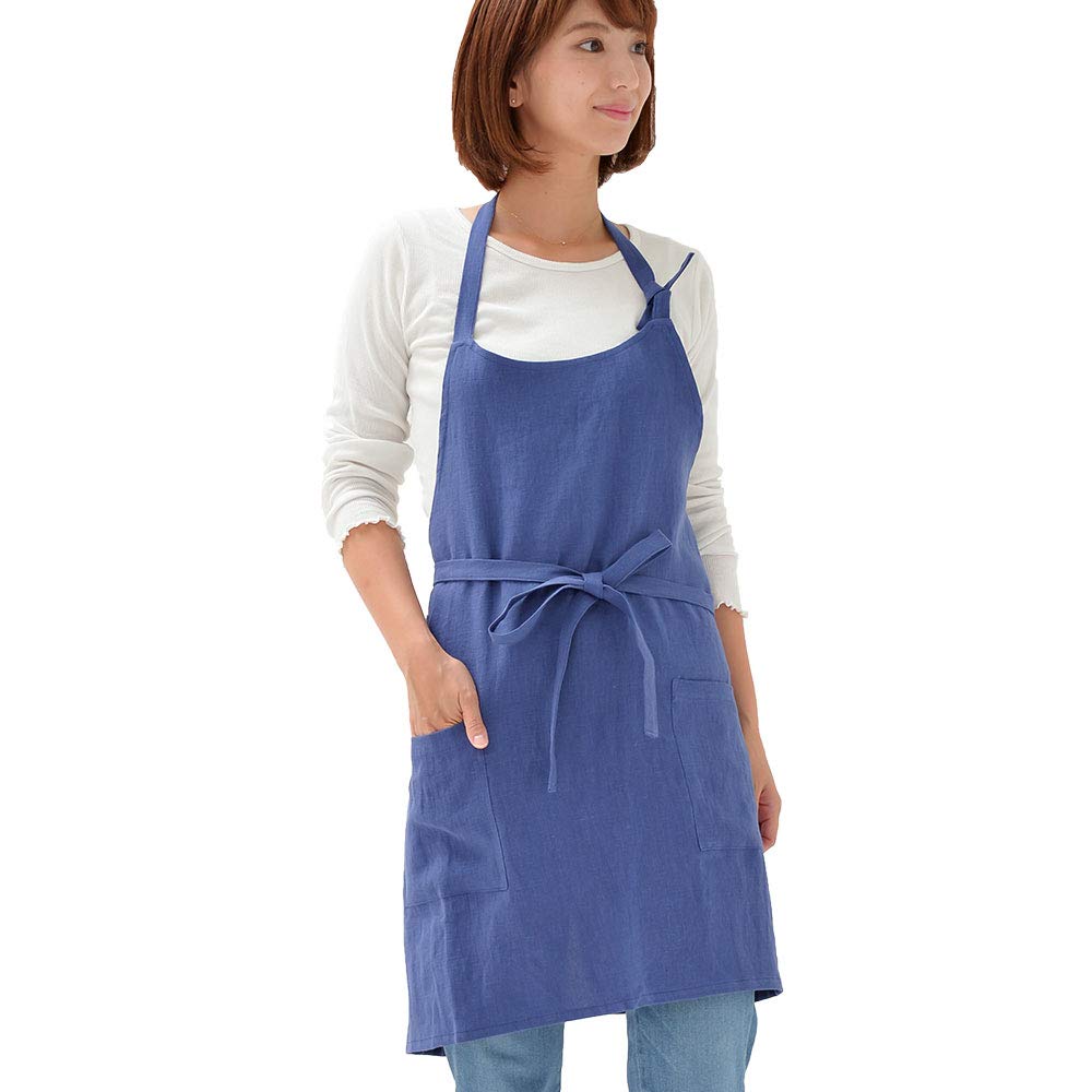 

fabrizm Сделано в Японии Рабочий фартук Короткий Мягкий лен Цвет индиго 1553-bl-bl