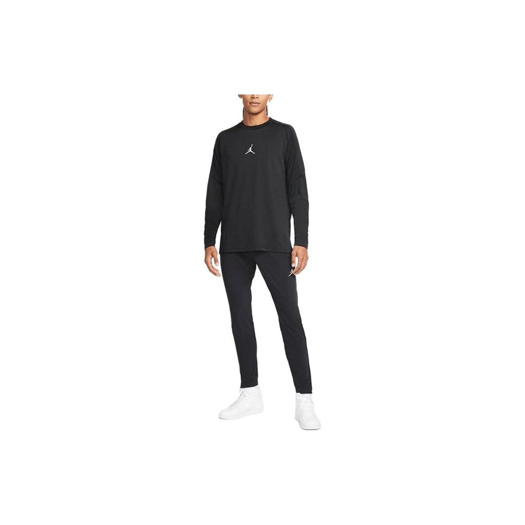 Jordan Dri-Fit Logo Print Crew Neck Sports Pullover Long Sleeve T-Shirt Men Tops Black DC9740-010