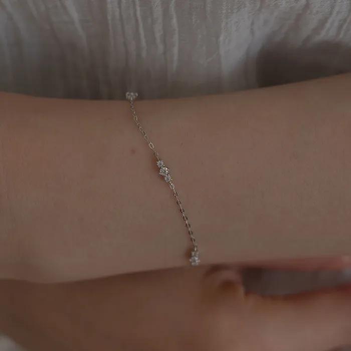14k Triple Cubic Chain Bracelet