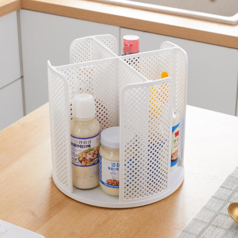 Innovative Kitchen Organizer 360 Degree Rotating Storage Rack Space Saving Spice Bottle Holder Makeup Decorative Tray