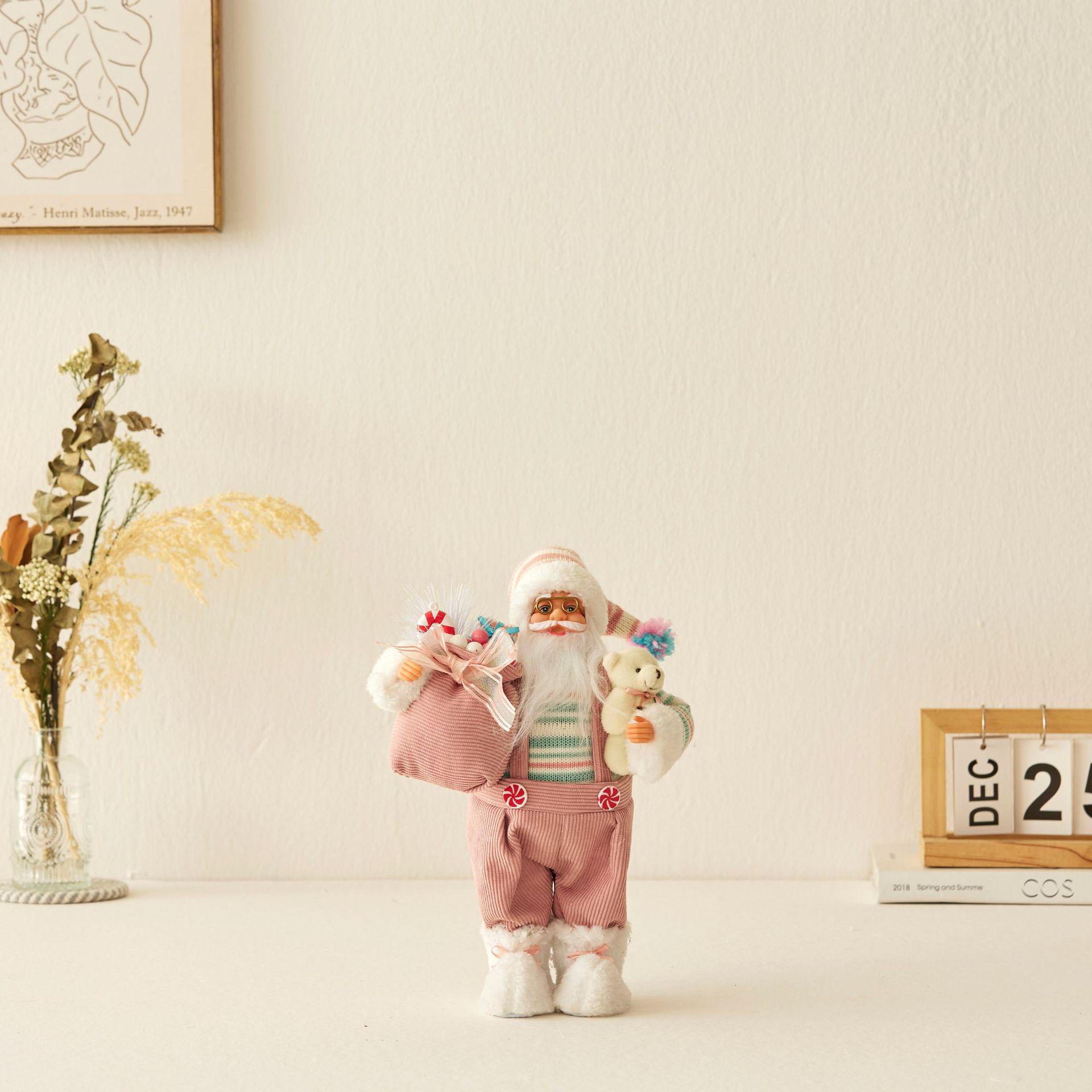 Pink Teddy Bear Santa Claus Christmas Ornaments & Figurines - Festive Home Decor Gifts