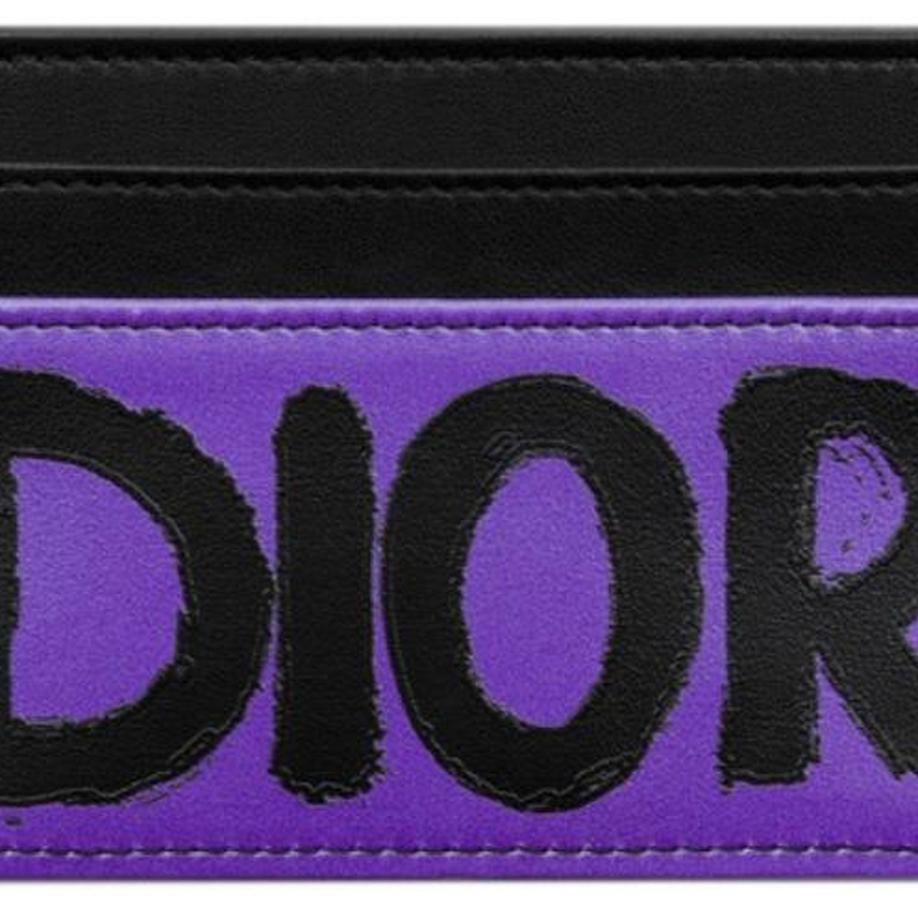 Dior Miss  Graffiti Print Five Card Slot Calfskin Card Holder Women Accessories Purple Black S3601UZCW-M75E