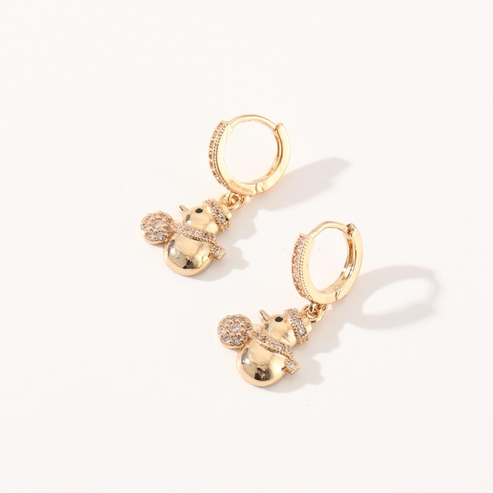 Fashion Snowman Dangle Earrings for Women Cubic Zirconia Daily Jewelry Party Accessories
