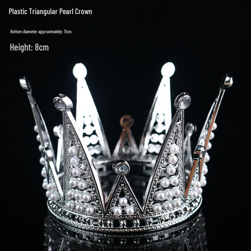 Children's Pearl Crystal Tiara Headband - Birthday Crown Cake Decoration and Adult Hair Accessory