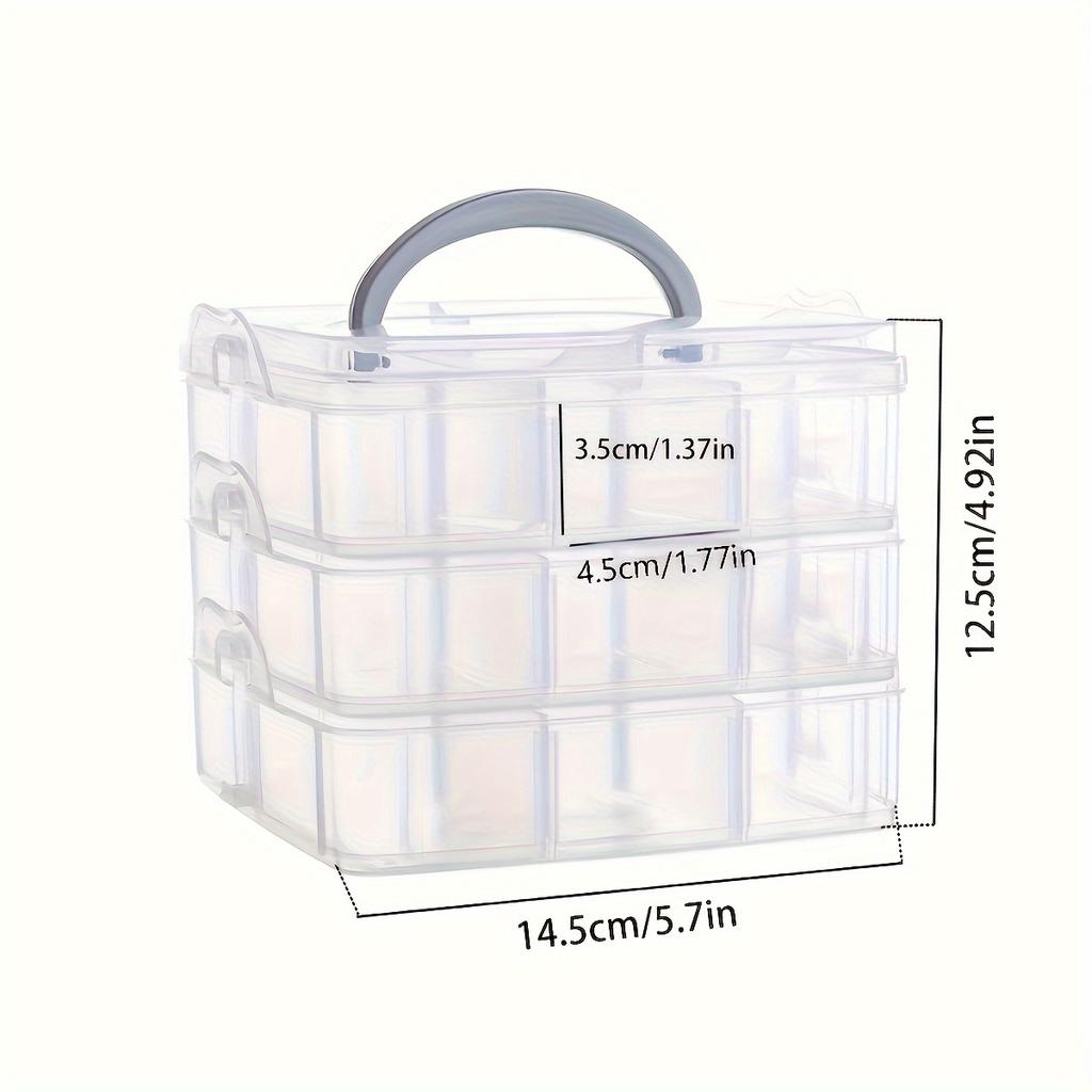 1pc 3-Tier 18-Grid Transparent Adjustable Stackable Compartment Slot Plastic Storage Box for Organizing Toys, Jewelry