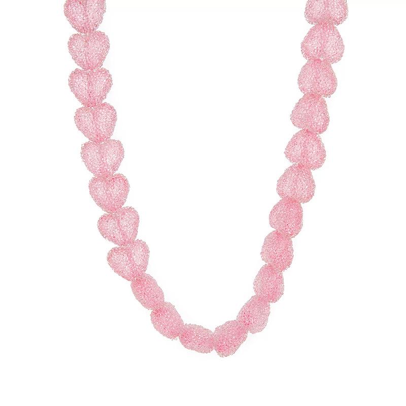 Cute Candy Color Heart Resin Necklace: Sweet Dopamine Design Choker