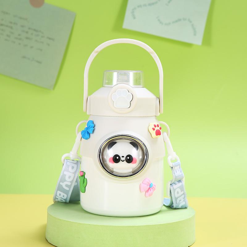 Cartoon Stainless Steel Children's Thermos Cup High Appearance Level Girl Student Sippy Cup Portable Jump Cap Pot Belly Cup