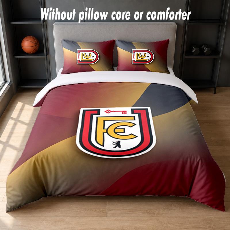Union Berlin FC Design Bett Bettwäsche-Set 1 Bettbezug + 2 Kissenbezüge Weich Atmungsaktiv Haushalt Bettwäsche