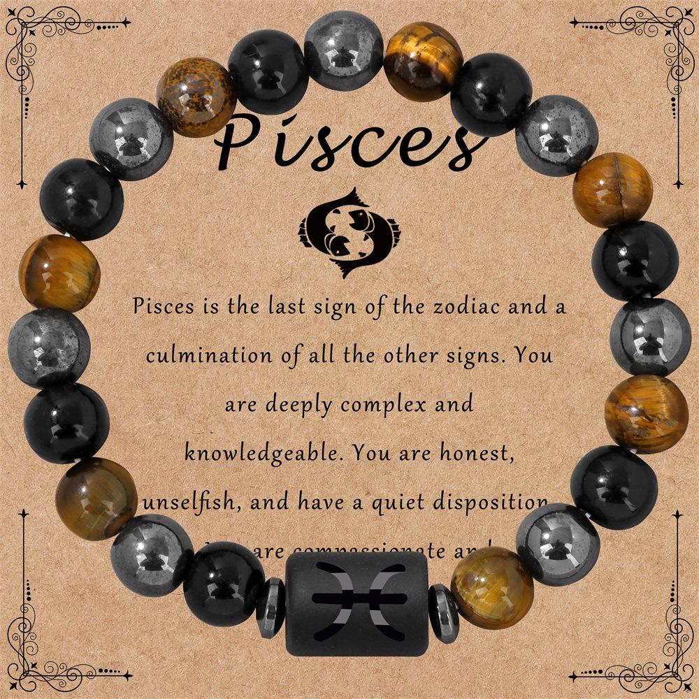 Bransoletka ze znakiem zodiaku 12 konstelacji Potrójna ochrona Bransoletki z koralików tygrysie oko hematyt dla par Biżuteria przyjaźni Prezenty