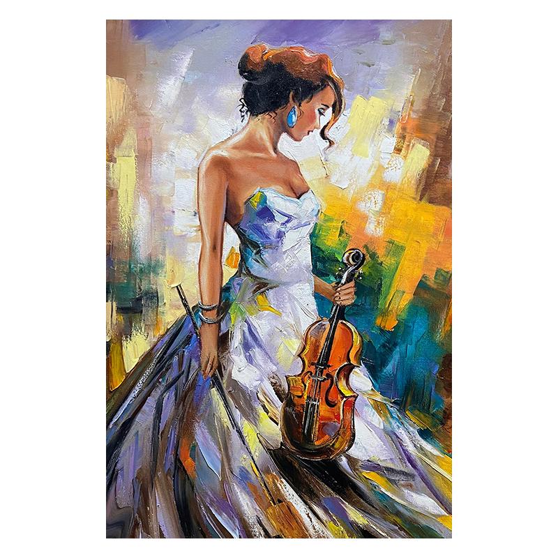 

Девушка-музыкант, музыкальный инструмент, картина маслом, печать на холсте, современный настенный художественный постер, красочные фотографии для комнаты, домашний декор 40x50cm No Framed