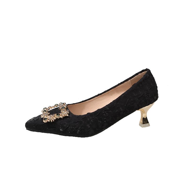 22. Beautiful Temperament, High Heels, Thick Heel Shoes, Soft Leather, Soft-soled Cheongsam, Formal Professional Shoes