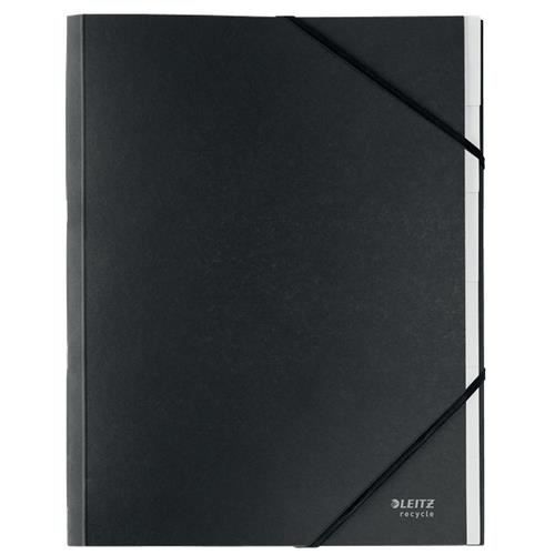 Trieur en Carton A4 - LEITZ - 6 Compartiments - 100% Recyclé - Couleur Noir - Design Pratique