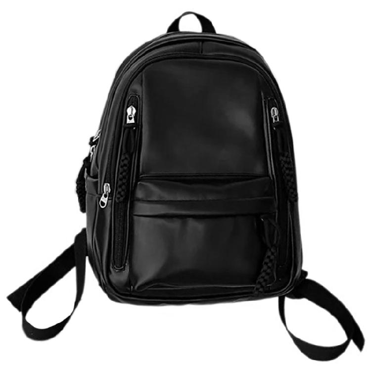 Soft PU Leather Backpack Spacious for College Essential Fashion Solid Color Laptop Daypack for Student and Commuters