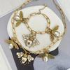 Punk-Stil Mode Übertrieben Goldlegierung Bienen-Set Künstlicher Kristall-Kettenhalskette
