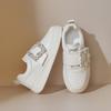Augustine Velcro little white shoes women's 2025 new autumn college style thick-soled rhinestone sports and leisure board shoes