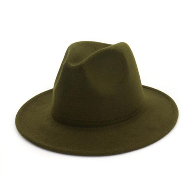 Women'S Black Elegant Wide Brim Fedora Flat Panama Hat Cap Wide Brim Autumn Hat Elegant Imitation Wool Camel Winter Caps