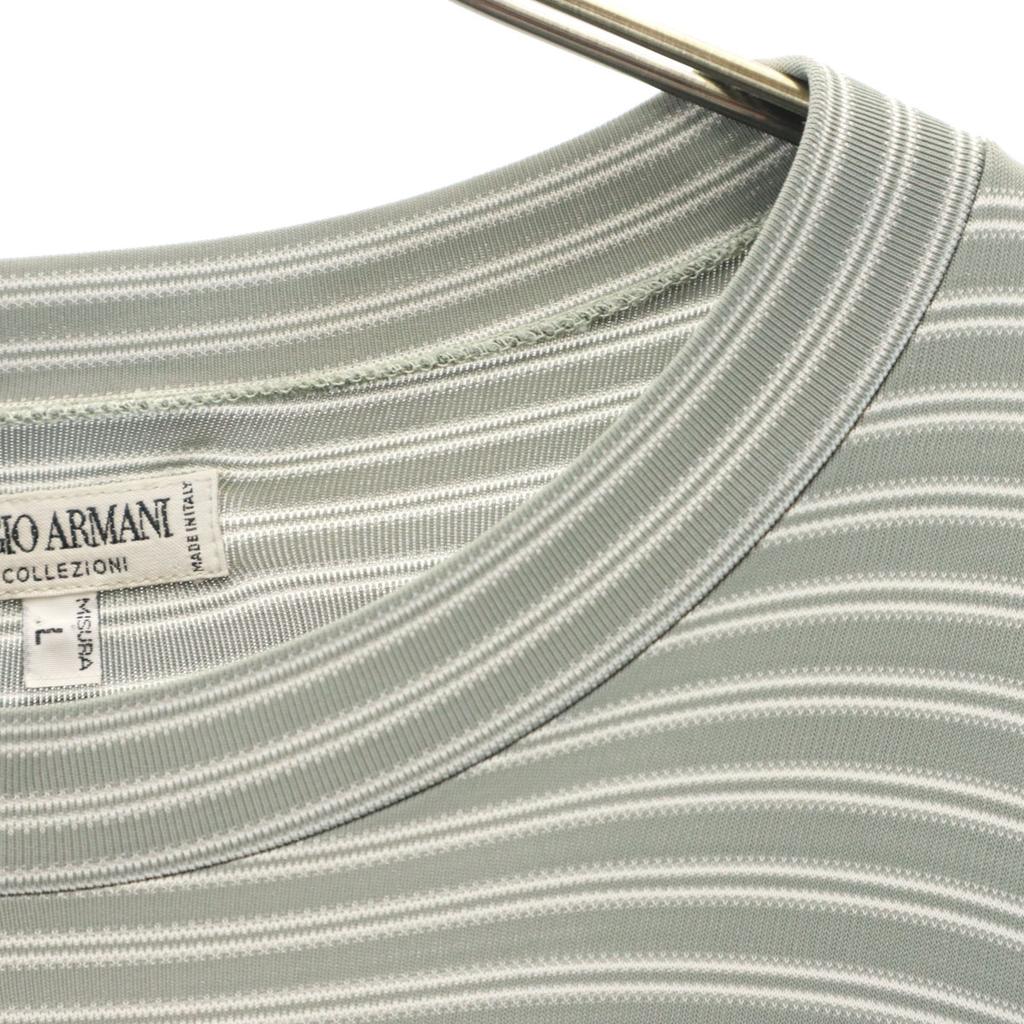 Giorgio Armani Made In Italy Border Pattern Short Sleeve T-shirt L Gray Men's Used