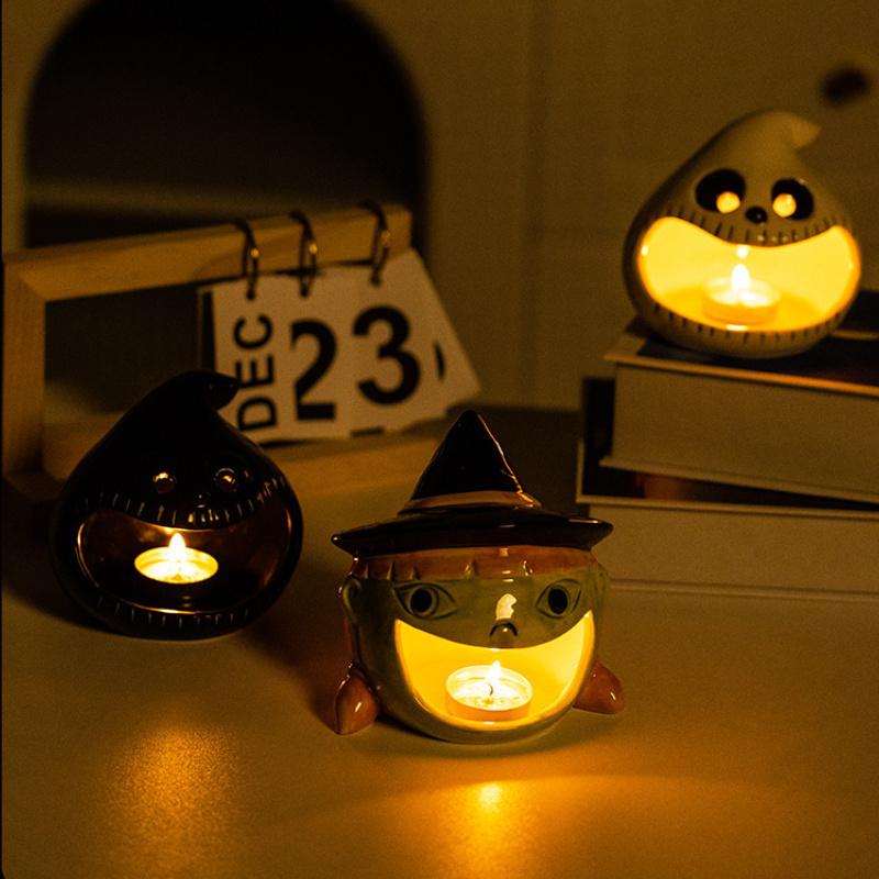 Kürbislaterne Halloween Lustiger Kerzenständer Keramik Aromatherapie Kerzenhalter Halloween Heimparty Atmosphäre Desktop-Dekor