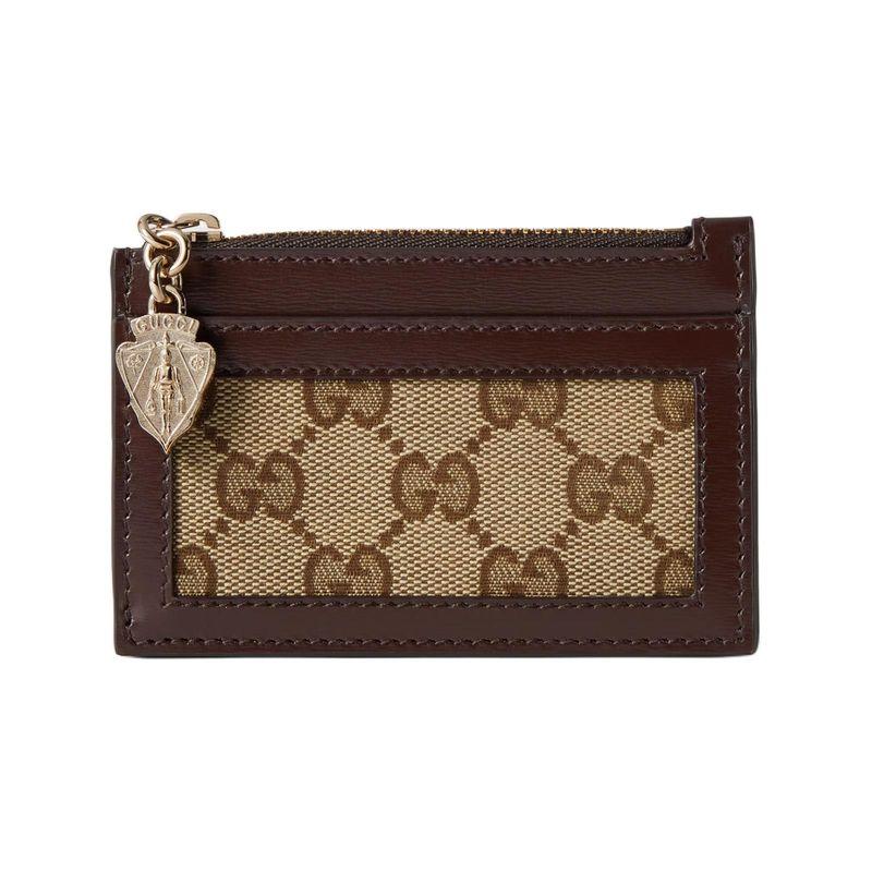 Gucci Light Gold Metal Zipper Leather Wallet Women wallet Beige Ebony 790033-FADHW-9742