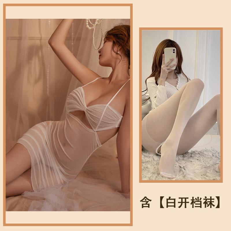 Sex Underwear Sexy Mesh Perspective Temptation Hollow Small Chest Backless Free Nightdress Passion Teasing Set