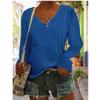 JPNTKY Women's Fashion Casual Solid Color Print V-Neck Long Sleeve Blouses & Shirts
