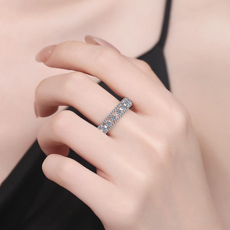 European-American S925 Silver Moissanite Star Micro-Inlay Ring – Luxury Fashion for Women