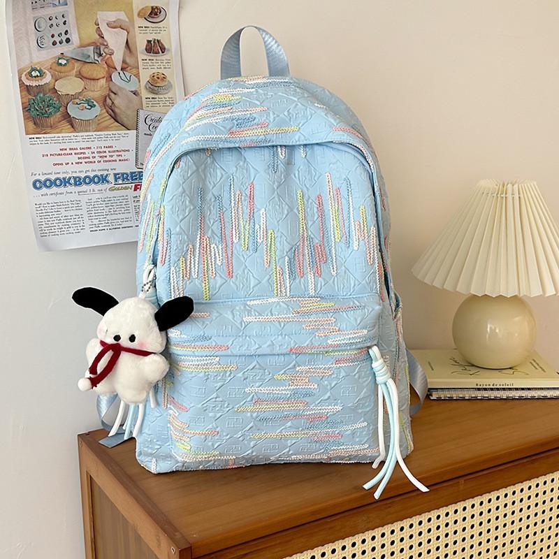 Fashionable High Capacity Waterproof Backpack Lightweight Striped Design синий
