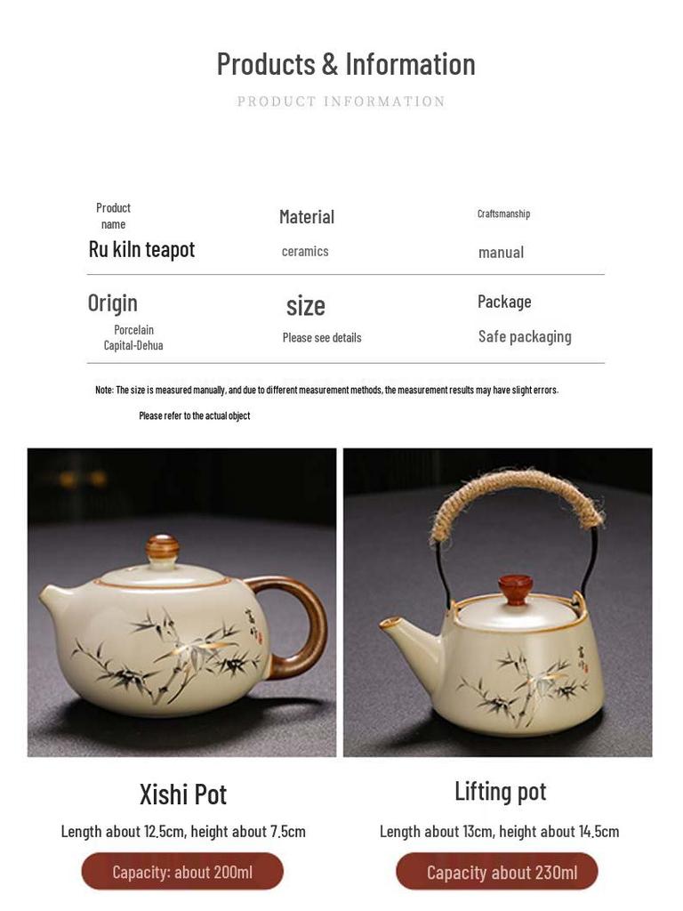 Ru Porcelain Xishi Teapot: Elegant Ceramic for Home Brewing and Gongfu Tea Rituals