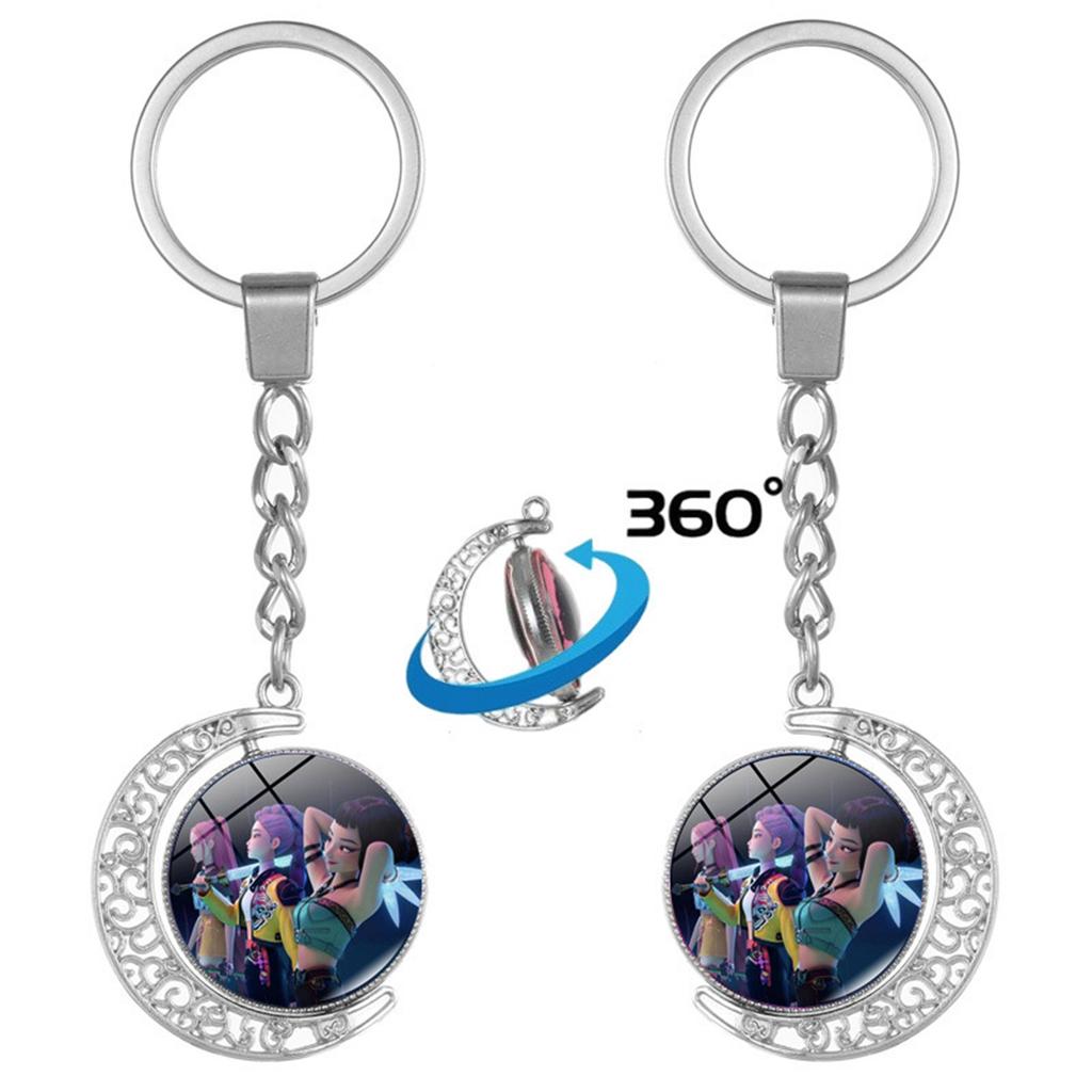 Anime Peripheral Double-sided Rotating Keychain, Creative Peripheral Key Ring Accessories Key Chain Ring