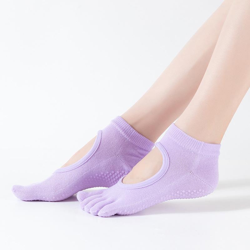 Half Toe Five-finger Yoga Socks Dot Glue Women's Non-slip Pilates Ankle Sports Socks Fitness Ballet Split Yoga Socks 3 Pairs