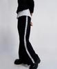 WOVEMENT Lace Trim Low-Rise Wide Pants Black Wbcspa004Bk