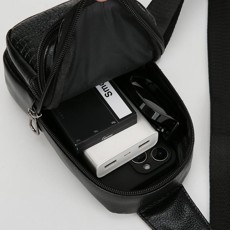 Versatile PU Leather Chest Bag - Professional Chest Sling for Work, Travel & Outdoor Activities (Fits Phone & Essentials)