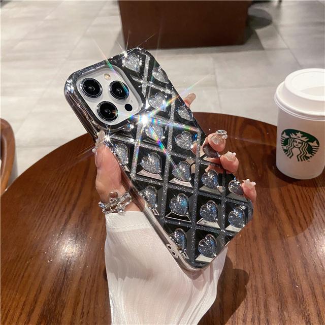 For iPhone 15 Pro Max Luxury Plating Frame Flash Glitter Phone Case For iPhone 11 12 13 14 15 16 Soft Protective Cover