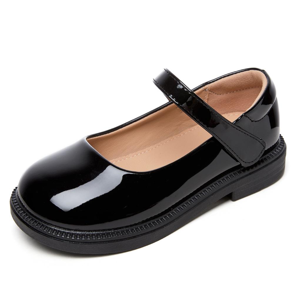 Sofort lieferbar Kinder Prinzessin Lederschuhe - Frühling/Herbst 2025, Schwarze Grundschul Auftrittsschuhe, Weiches Leder und Sohle.
