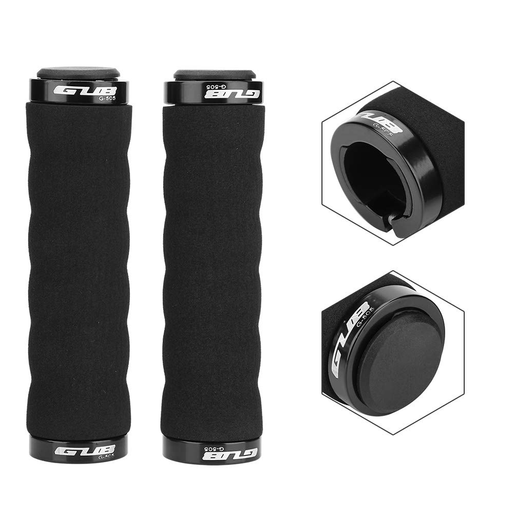 Bicycle Handlebar Sponge Handlebar Lock Grips for Mountain Road and 2 Colors Grips, Anti-Slip Bikes, Bikes, Cycling, (Black)