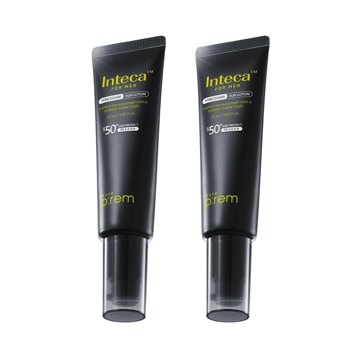 Make P:rem Inteca For Men Tone Cover Sun Lotion 50ml Twin Pack Natural Tone Correction Pore Refining Daily Sun Lotion